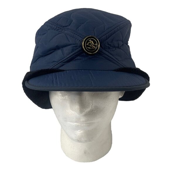 Haband Other - Vintage Downhill Skier Ear Flap Blue Quilted Hat Haband Mens Large